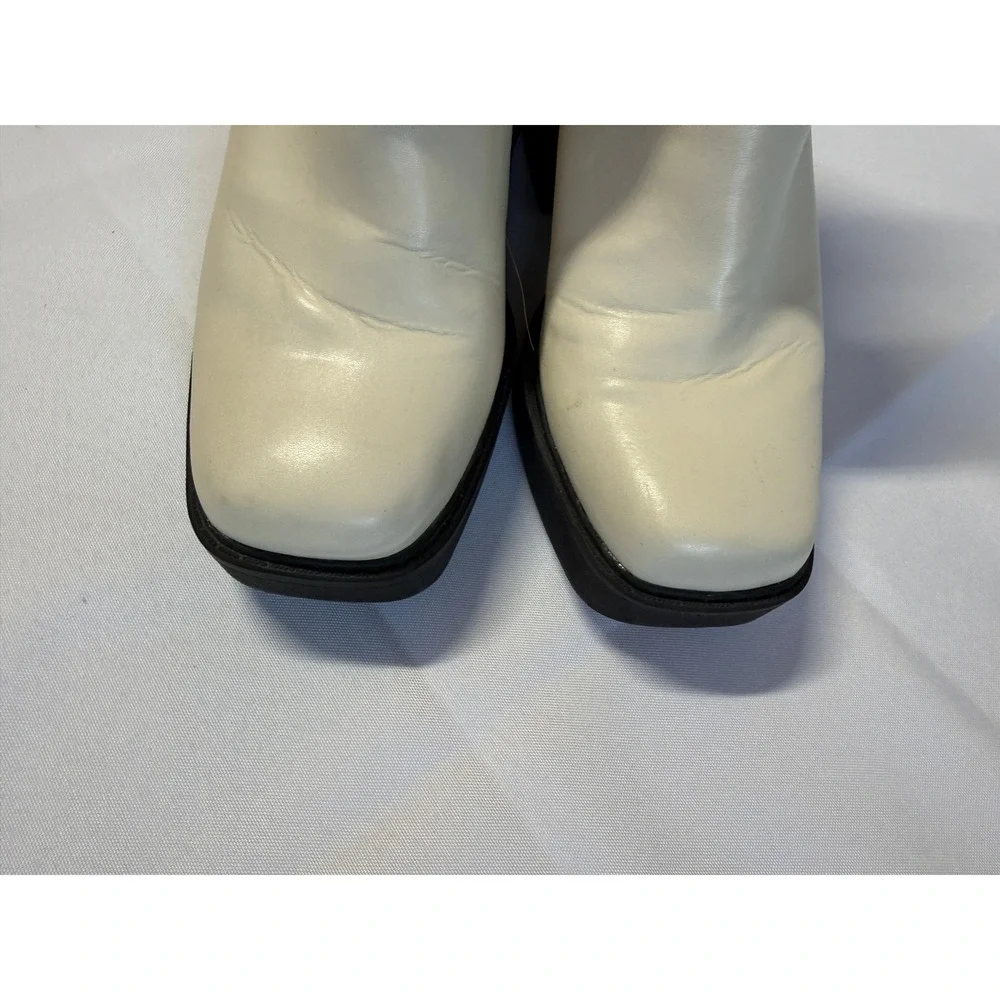 MIA Cream Square Toe Platform Ankle Boots Chunky Block Heel Lug Sole Womens 9M